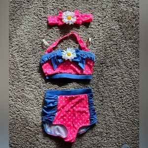 Weissman Girls Dance Costume IC - pink polka dot swim